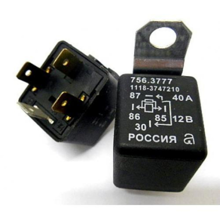 756.3777 (8450051274) Реле электровентилятора, ВАЗ 1118, 12В, 40А, 4 контакта, с кронштейном, Кар Электро