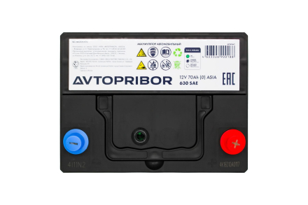 B07002AVT Аккумуляторная батарея 12V 70Ah (0) ASIA | 630A | 229x175x202 Кар Электро